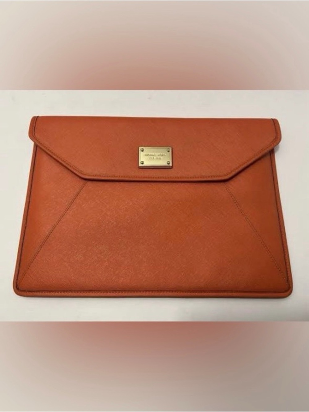 Michael Kors Camel Brown Envelope Computer iPad sleeve with Gold accents (13in)